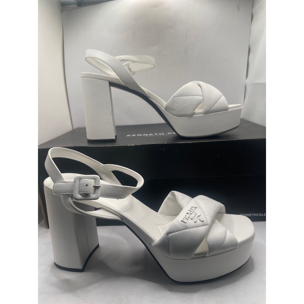 PRADA Diagram Quilted Leather Platform Sandal (Women) 39 EU